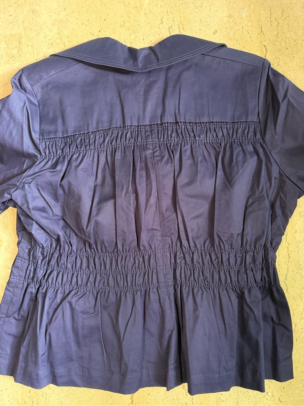 Joan Rivers QVC Vintage Y2K Rouched Waist Cotton Blazer Navy Blue Women’s XL - Picture 4 of 5